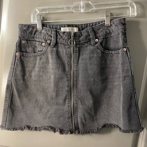 Free People black full zip up denim skirt